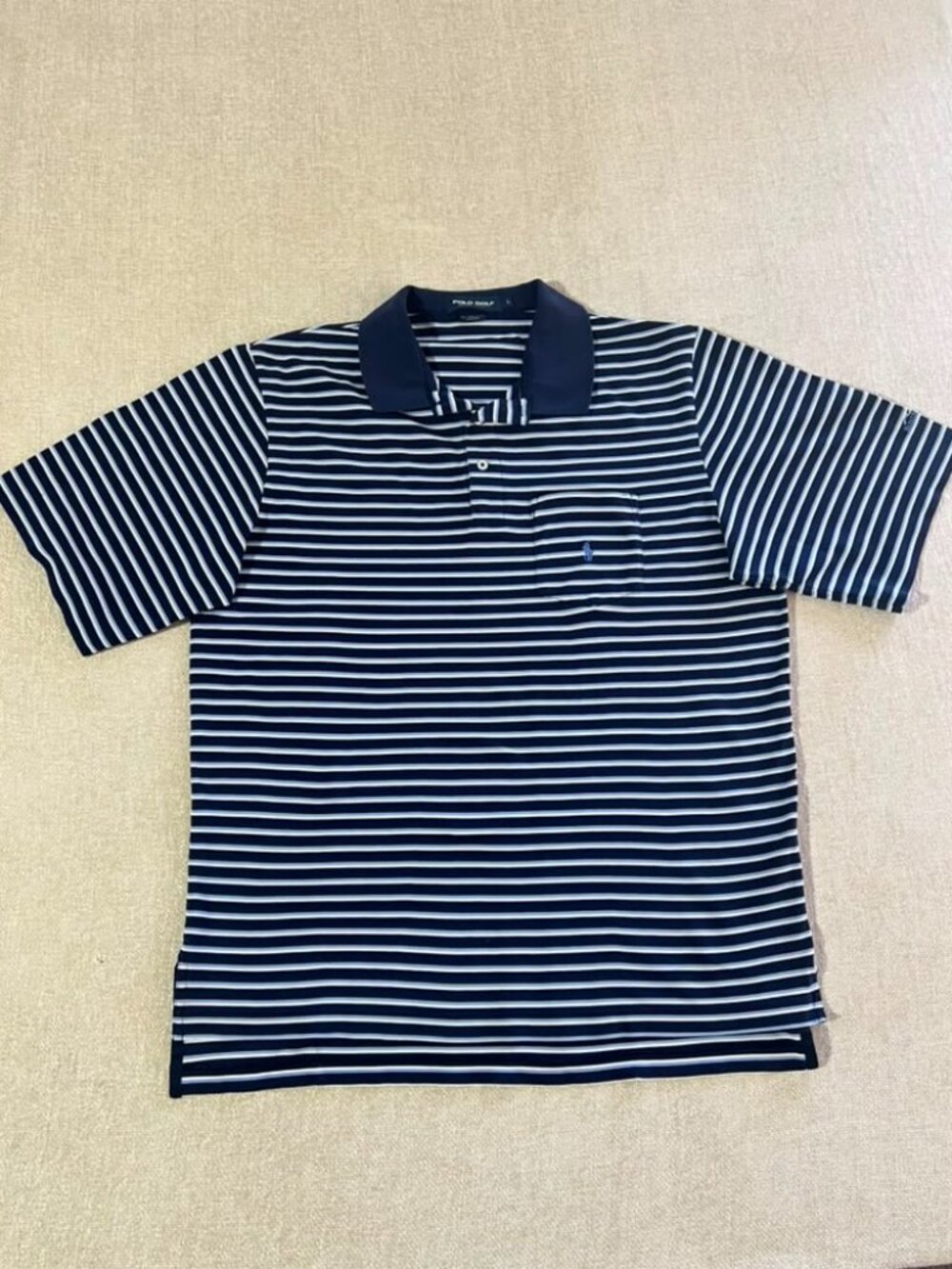 Polo Golf Ralph Lauren Striped Pima Cotton Polo Shirt Blue Mens L‎